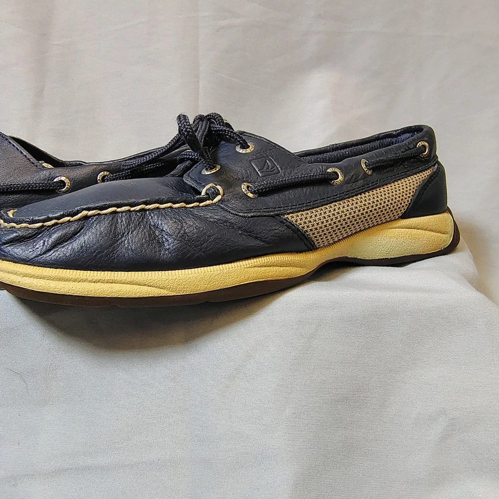 Sperry Top-Sider Bluefish Womens 7M Navy Blue Leather Mesh Boat Shoes 9774761